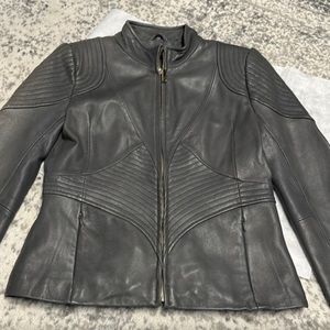 Grey leather jacket 100% lamb leather Elie Tahari